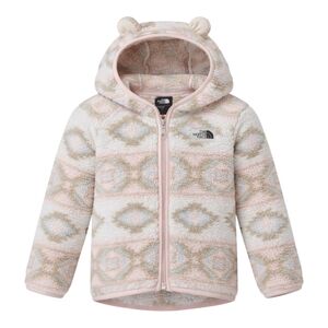 The North Face Tnf Kid Baby Girls Cream Beige Fleece Bear Hood Jacket Size 12-18